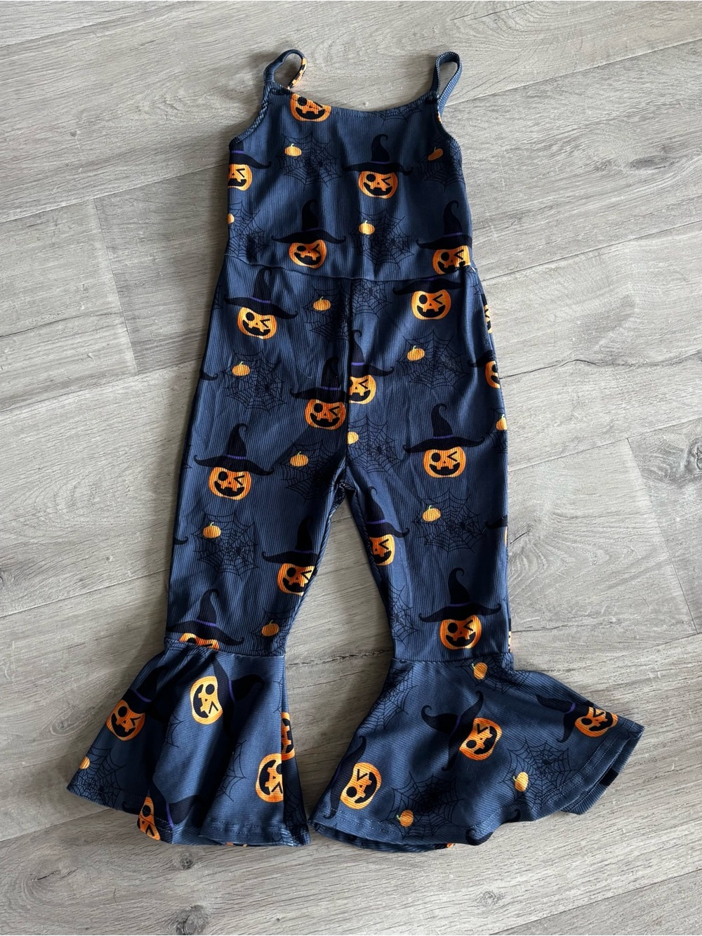 NWT! Halloween Pumpkin Ruffle Jumpsuit - Navy & Orange